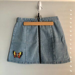 Hand painted butterfly denim skirt